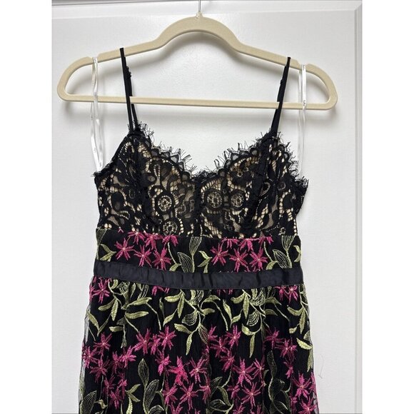 Lulus Size Small Divine Delight Black Floral Embroidered Maxi Cocktail Dress New - Picture 5 of 9